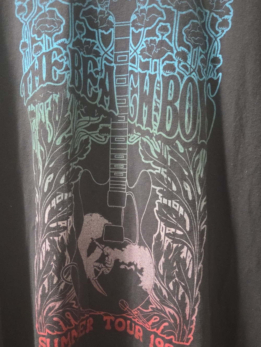 Graphic Band Tee with Teal, Mint & Coral Print